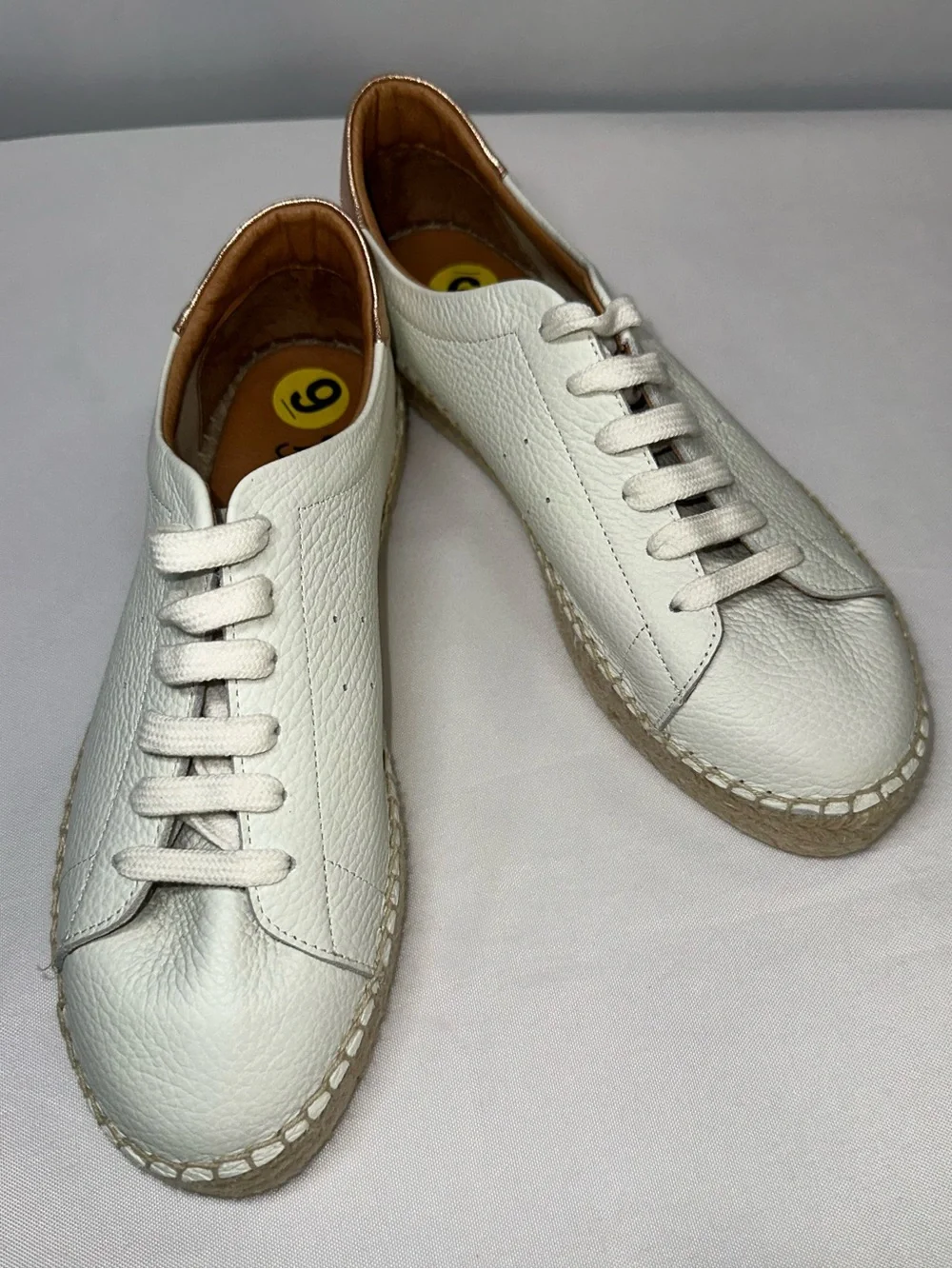 Dalson Espadrilles Boho Hippie Cottagecore White Leather Platform Sneaker Sz 9